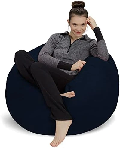 Sofa Sack Bean Bag Chair: 3' Memory Foam Furniture Bean Bag - Medium Sofa With Soft Micro Fiber Cover - French Blue - Image 5
