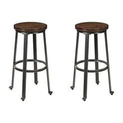Signature Design By Ashley Challiman Industrial 29" Pub Height Barstool, 2 Count, Brown