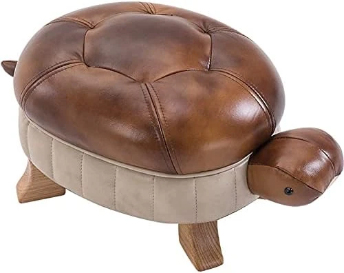 Kelendle Animal Footstool Turtle Upholstered Ottoman PU Leather Pouf Wood Foot Stool Rest For Living Room Bedroom Sofa Bench Seat Chair, Grass Green, Large - Image 7