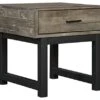 Signature Design By Ashley Mondoro Industrial Square End Table, Gray Brown & Black