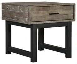 Signature Design By Ashley Mondoro Industrial Square End Table, Gray Brown & Black