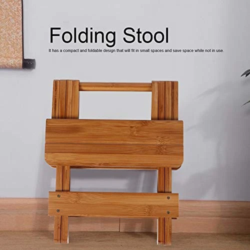 Smooth Edge Portable Folding Chair, Durable Bamboo Portable Stool, For Using In Your Living Room, Bathroom Bedroom - Image 4