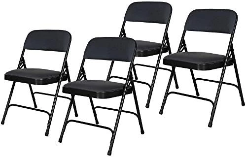 OEF Furnishings Deluxe Fabric Upholstered Double Hinge Premium Folding Chairs, Grey - Image 7