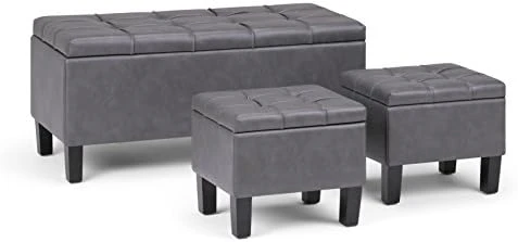 SIMPLIHOME Dover 36 Inch Wide Rectangle Lift Top Storage Ottoman Bench In Upholstered Tanners Brown Faux Leather, Footrest Stool, Coffee Table For The Living Room, Bedroom And Kids Room - Image 7