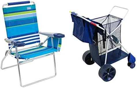 Rio Brands Rio Beach 4-Position 17" Tall Folding Beach Chair - Stripe, 17" Extended Height 4 Position Folding Beach Chair - Image 6