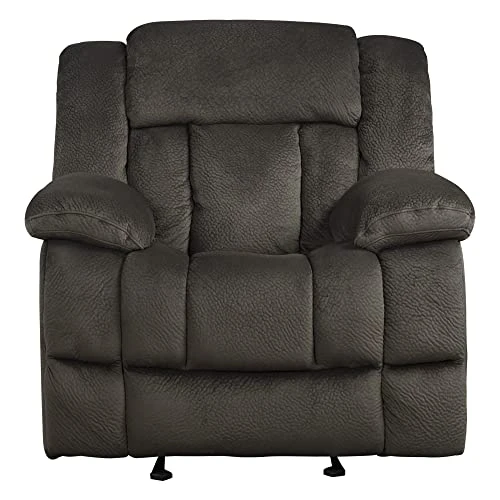 Priyas Home Textured Plush Microfiber Upholstered Living Room Glider Reclining Chair - Chocolate