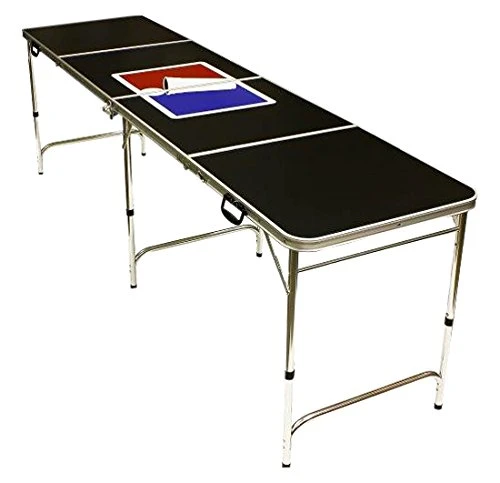8' Folding Beer Pong Table With Bottle Opener, Ball Rack And 6 Pong Balls