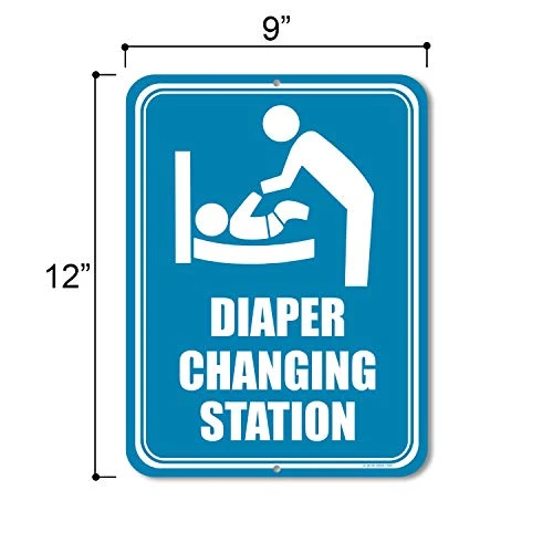 Honey Dew Gifts Restroom Sign, Diaper Changing Station 9 Inch By 12 Inch Metal Aluminum Baby Changing Station Sign For Business, Made In USA - Image 2