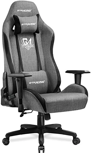 GTRACING Gaming Chair, Fabric Computer Chair, High Back Ergonomic Reclining Swivel Chair With Premium Breathable Cloth Cushion And Headrest&Lumbar Support (Dark) - Image 6