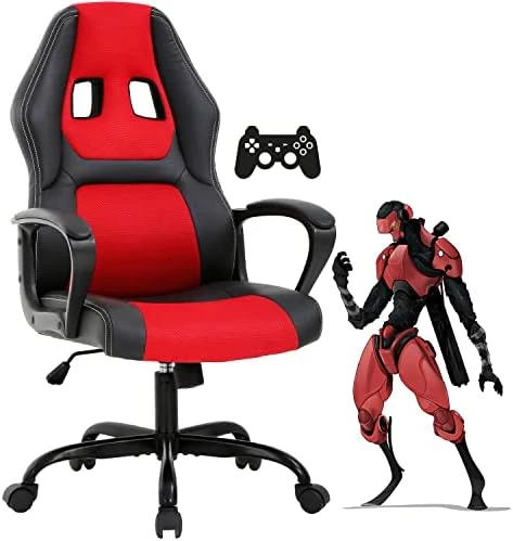 Gaming Chair PC Computer Chair Office Chair For Adult Teen Kids, Ergonomic PU Leather Gamer Chair With Lumbar Support High Back Adjustable Rolling Swivel Desk Chair, Black - Image 13