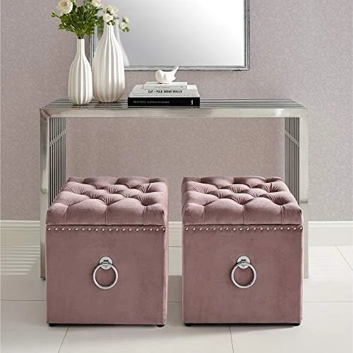 Ella Grey Velvet Storage Ottoman - Image 4