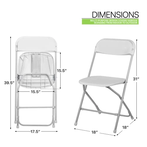 Magshion Plastic Folding Chair Set Of 10 Comfortable Outdoor Indoor Event Chair Lightweight Folding Chair 250LB Capacity White - Image 2