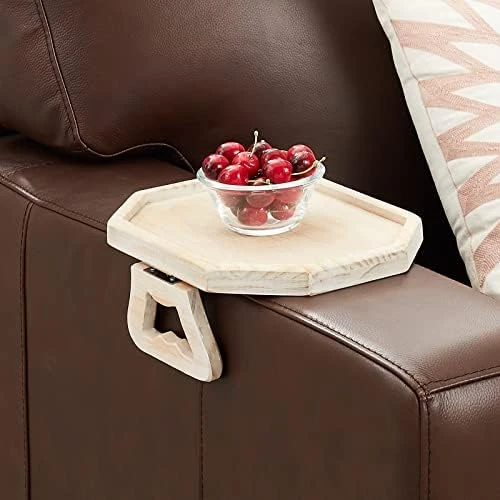Armrest Clip Tray, Sofa Tray Table, Couch Arm Table, Wooden Sofa Armrest Table For Remote, Phone, Drinkings And Snacks Rustic Mocha - Image 8