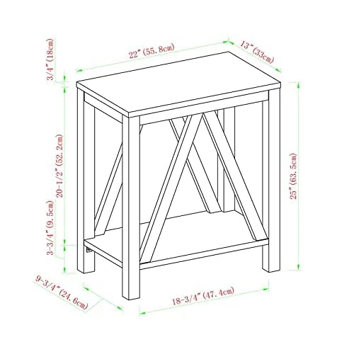 Walker Edison Modern Farmhouse A-Frame Wood Rectangle Side Table Living Room Small End Accent Table, 13 Inch, Rustic Oak - Image 2