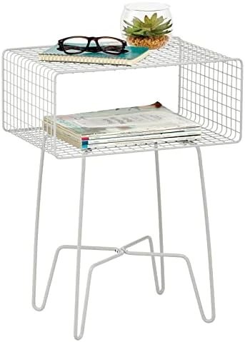 MDesign Modern Industrial Side Table With Storage Shelf, 2-Tier Metal Minimal End Table, Metallic Caged Grid - Accent Furniture For Living Room, Bedroom, Office, Dorm Room, Concerto Collection, Black - Image 11