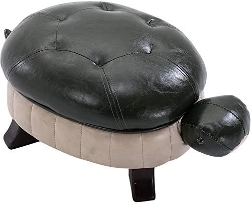 Kelendle Animal Footstool Turtle Upholstered Ottoman PU Leather Pouf Wood Foot Stool Rest For Living Room Bedroom Sofa Bench Seat Chair, Grass Green, Large - Image 11