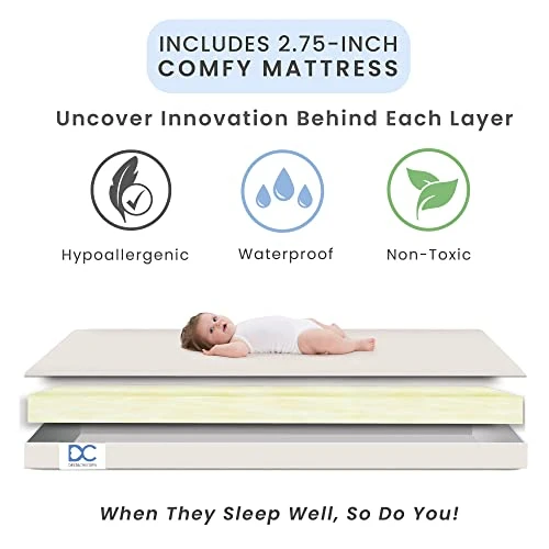 Delta Children Middleton Mini Crib With 2.75-Inch Mattress - Greenguard Gold Certified, Textured Limestone - Image 4