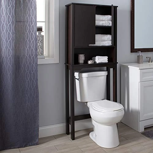 Organize It All Ambassador Over The Toilet Cabinet | Dimensions : 10.5" D X 26" W X 67" H | Bathroom Space Saver | Double Door Cabinet |Espresso - Image 2
