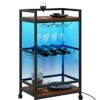 Boss Premium® BarUSA™ LED Bar Cart For Home Mini Portable Wine Bar Coffee Carts Small Mobile Serving Stand Liquor Beverage Drink Tea Alcohol Kitchen Rolling Cart - Designed In USA (Patented)