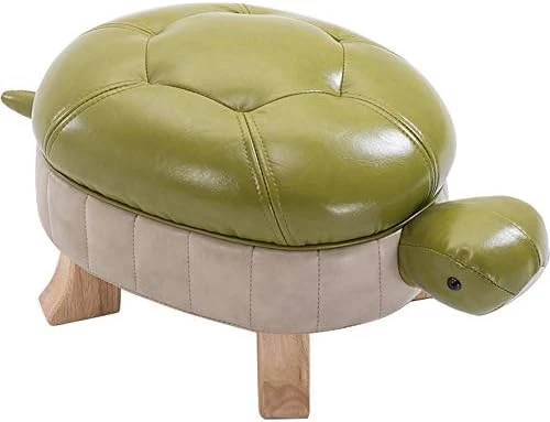 Kelendle Animal Footstool Turtle Upholstered Ottoman PU Leather Pouf Wood Foot Stool Rest For Living Room Bedroom Sofa Bench Seat Chair, Grass Green, Large - Image 10