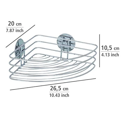 WENKO 18913100 Turbo-Loc Corner Shelf - Fixing Without Drilling, Steel, 26.5 X 10.5 X 20 Cm, Chrome - Image 2