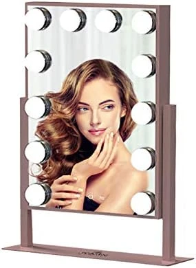 Impressions Vanity Hollywood Tri-Tone XL Makeup Mirror With 12 LED Bulbs, Vanity Dressing Mirror With 360 Degree Swivel (Rose Gold) - Image 6