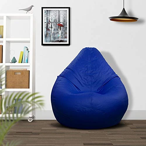 Ample Decor Leather Bean Bag Cover (No Filling), Plush Toys Storage Soft Leatherette, Water Resistant, Durable Construction Sturdy Zipper, Ideal For Teenagers, Adults β Blue - Image 2