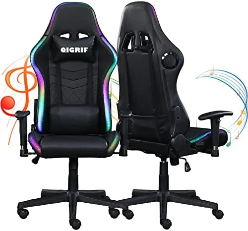 LED Computer Gaming Chair With Bluetooth Speakers And RGB Lights, Ergonomic Gamers Chair, Office Chair For Adults, Video Gaming Chair For Gift (Blue) - Image 5