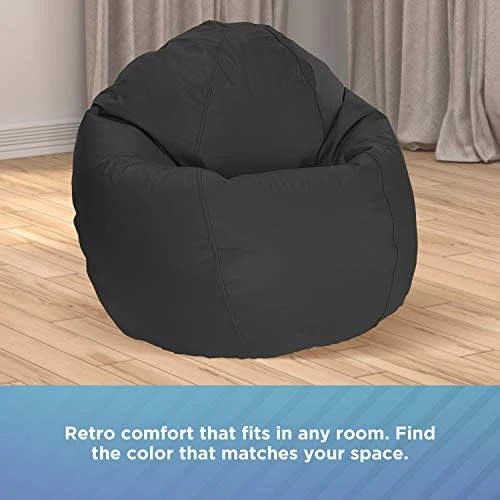 Bean Products Large Vinyl Bean Bag Chair | Filled W/Polystyrene Beads & CertiPUR Foam | Made In USA | 36”W, 36”L, 40”H | 20lb | Available In 2 Sizes | Perfect For Adults, Teens & Kids | Dark Navy - Image 4
