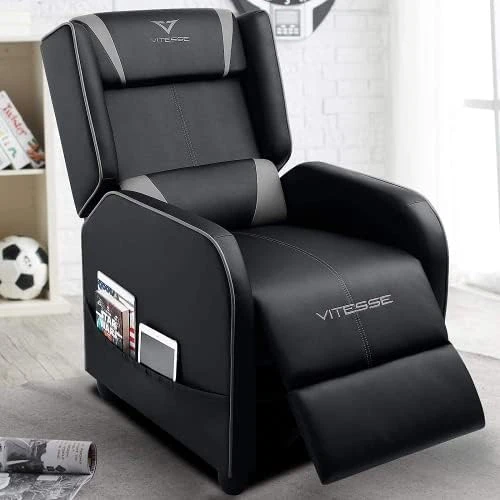 VITESSE VIT Gaming Recliner Chair Racing Style Single PU Leather Sofa Modern Living Room Recliners Ergonomic Comfortable Home Theater Seating, Blue. - Image 8