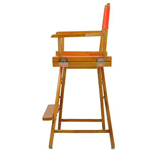 Casual Home Director's Chair ,Honey Oak Frame/Orange Canvas,24" - Counter Height - Image 3