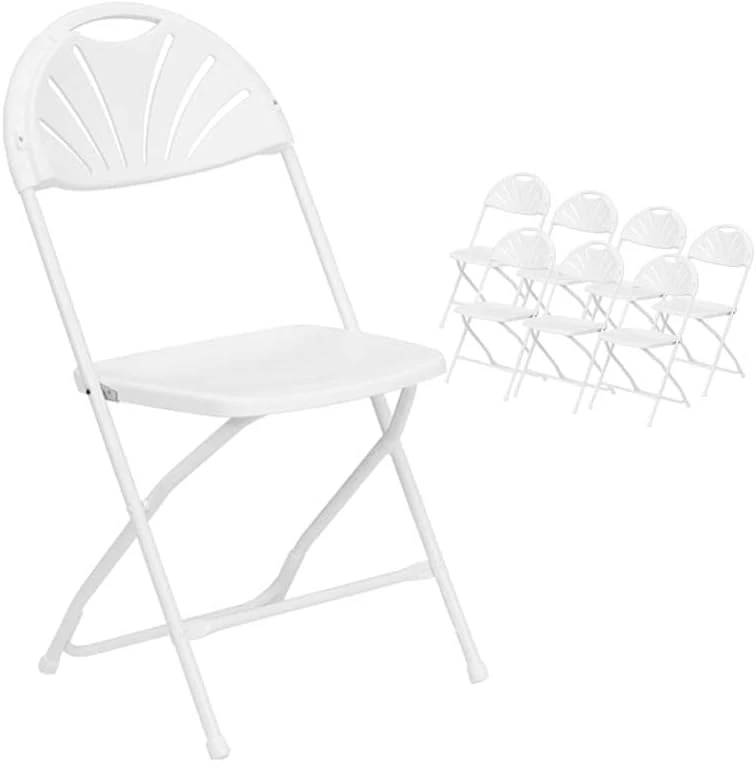 TentandTable Fan Back Heavy Duty Stackable Folding Chairs | White | 300-Pound Capacity | For Events, Banquets, Parties, And Weddings | 8 Pack - Image 8