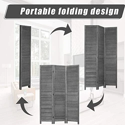 Room Dividers 3 Panel Partition Room Dividers 5.6 Ft Tall Privacy Wall Foldable Room Divider Privacy Screen Wood Screen Room Separator For Home Office Bedroom Restaurant , Gray