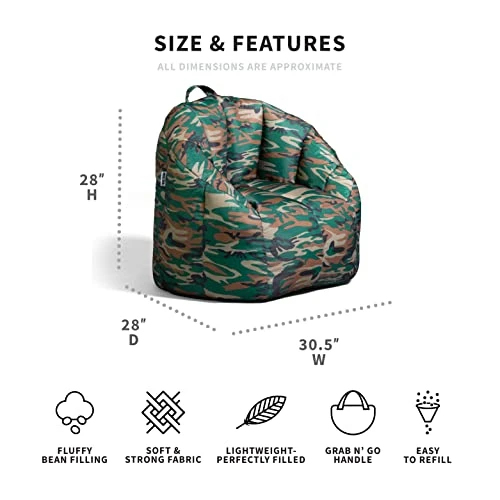 Big Joe Milano Smartmax Green Woodland Camo Beanbag Chair - Image 3