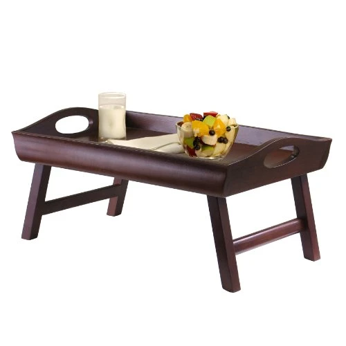 Winsome Wood TV Tray Set & Wood Sedona Bed Tray, Antique Walnut - Image 6