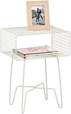 MDesign Modern Industrial Side Table With Storage Shelf, 2-Tier Metal Minimal End Table, Metallic Caged Grid - Accent Furniture For Living Room, Bedroom, Office, Dorm Room, Concerto Collection, Black - Image 9