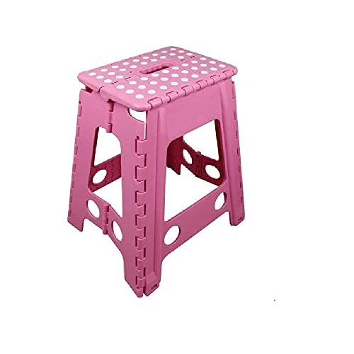 Folding Step Stool Super Strong Heavy Duty Foldable Stool For Adults, Kitchen Stepping Stools, Garden Step Stool 15.9 X 13.4 X 17.7 Inches Pink By NEWBEER