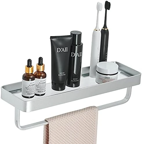 Dancrul Bathroom Shelf, Glass Bathroom Shelves Wall Mounted, Rectangular Floating Shelves, Shelves For Wall Decor, Bathroom Organizer, Matte Black Set - Image 7