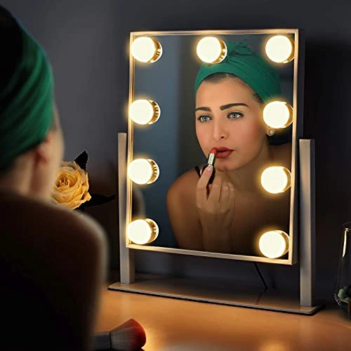 NUSVAN Vanity Mirror With Lights,Makeup Mirror With Lights With 9 Dimmable LED Bulbs, 3 Color Lighting Modes Detachable 10X Magnification Mirror Touch Control,360°Rotation - Image 5