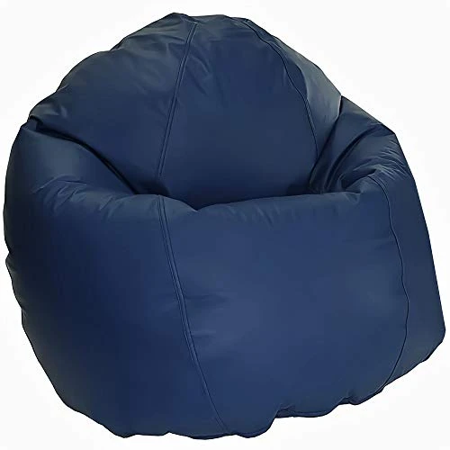 Bean Products Large Vinyl Bean Bag Chair | Filled W/Polystyrene Beads & CertiPUR Foam | Made In USA | 36”W, 36”L, 40”H | 20lb | Available In 2 Sizes | Perfect For Adults, Teens & Kids | Dark Navy