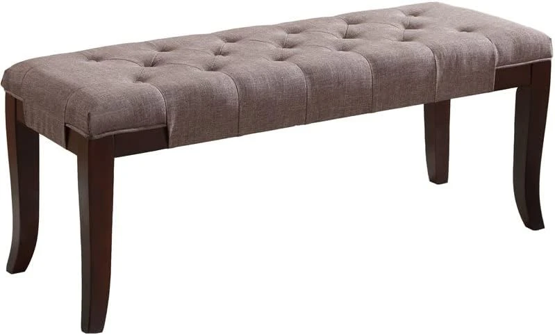 Roundhill Furniture Linon Fabric Tufted Bench, Brown - Image 3