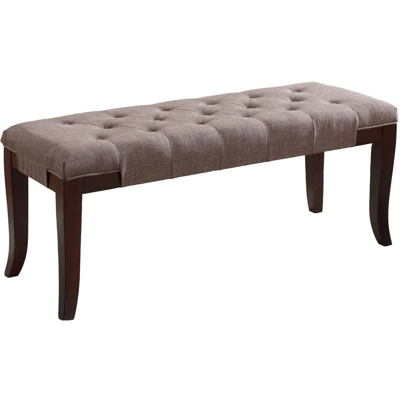 Roundhill Furniture Linon Fabric Tufted Bench, Brown