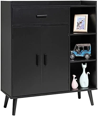 Usikey Storage Cabinet, Bathroom Storage Cabinet With 1 Large Drawer, 2 Doors & 3 Shelves, Kitchen Storage Cabinet, Accent Cabinet For Living Room, Bedroom, Entryway, Office, White - Image 8