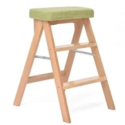DINGZZ Step Stool- Step Stool Classic Solid Wood-Seat Kitchen Counter Stool With Foot Plate