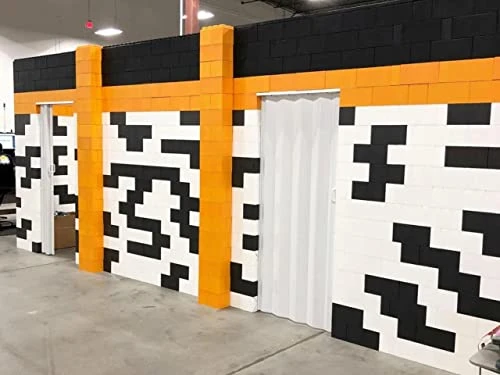 EverBlock 7β X 7β Wall Kit With Accordion Door | 3β X 7β Doorway | Modular Building Blocks | Wall Display System | Room Divider & Partition | Easy To Connect & Reuse | Indoor & Outdoor Use | Dark Gray - Image 2