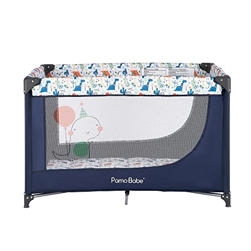 Pamo Babe Portable Crib Baby Playpen With Mattress And Carry Bag (Blue) - Image 2