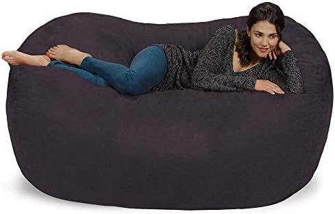 Chill Sack Bean Bag Chair: Huge 6' Memory Foam Furniture Bag And Large Lounger - Big Sofa With Soft Micro Fiber Cover - Black - Image 8