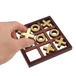 OUKENS Tic Tac Toe For Kids And Adults Coffee Table Living Room Decor And Desk Decor Family Games Night Classic XO Board Games Wood Rustic For Families Size 5 Inch