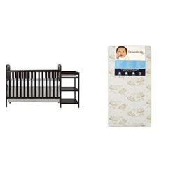 Dream On Me 4 In 1 Full Size Crib And Changing Table Combo With Dream On Me Spring Crib And Toddler Bed Mattress, Twilight
