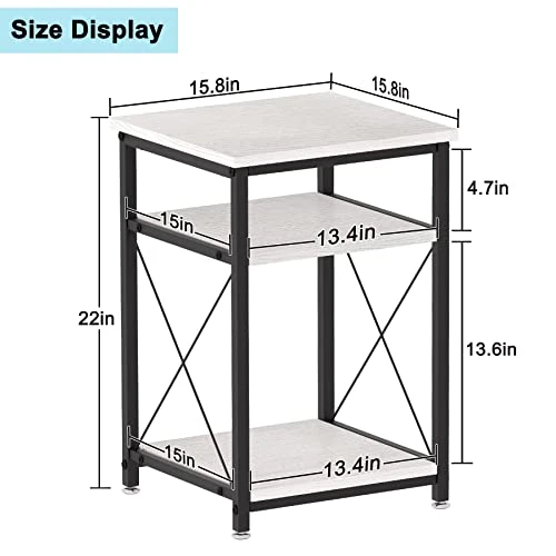 WOODYNLUX Side Table Nightstands Set-of-2, End Table With Storage, Bedside Tables Night Stand With Shelf, Accent Coffee Table For Sofa, Couch, Bed, Living Room, Bedroom, White - Image 2
